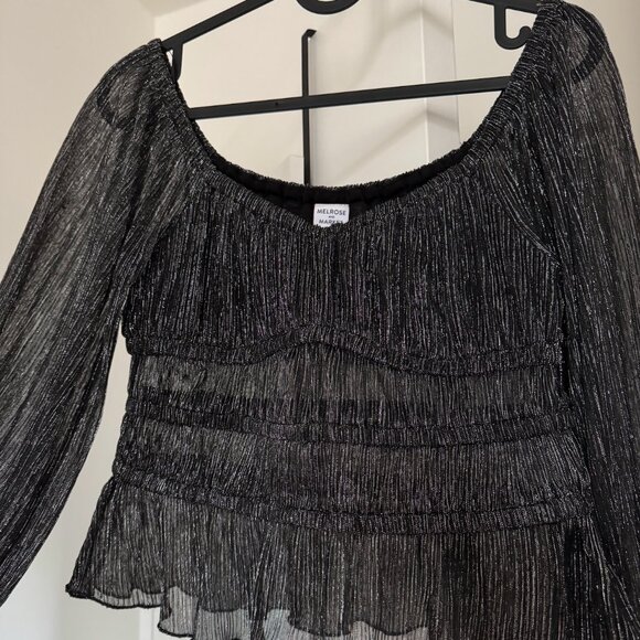 Melrose and market metalic semi-sheer blouse, size US 2 - Picture 5 of 7